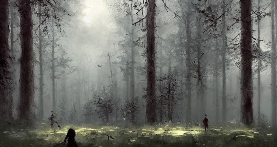 Image similar to Enchanted and magic forest, by JAKUB ROZALSKI