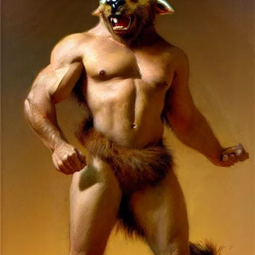 Prompt: a portrait of a furry minotaur wearing a tshirt and pants, furry body, furry chest, furry arms, furry legs, tail. highly detailed painting by gaston bussiere, craig mullins, j. c. leyendecker, furry