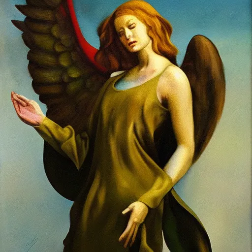 Prompt: renaissance angel, artwork by gerhard richter, oil painting
