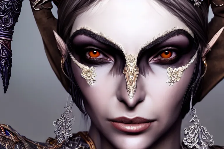 Image similar to a full portrait of a beautiful woman wearing, wearing extremely detailed attire, slim complexity, extremely detailed eyes, medievil, dnd, extremely detailed, high quality, trending on artstation, photo realistic