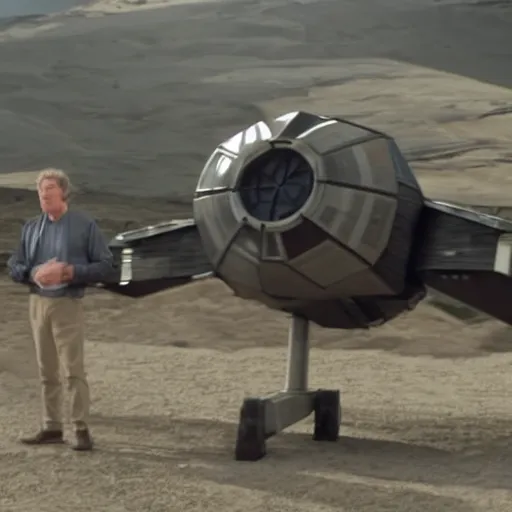 Prompt: Jeremy Clarkson reviewing a Tie Fighter, Star wars, Top Gear, 8k, high quality