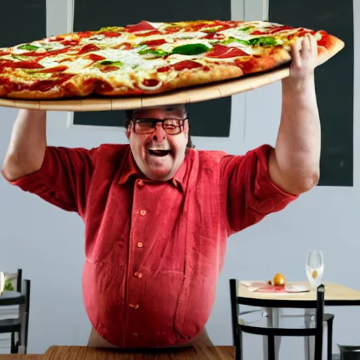 Prompt: pizza man with fingers for arms