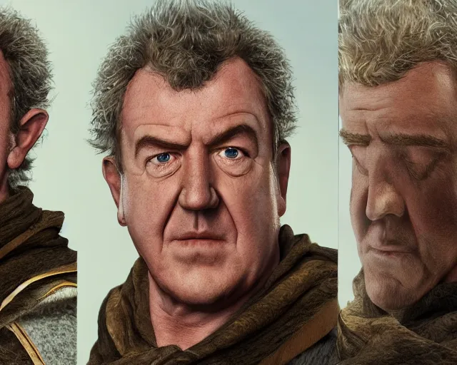 Image similar to jeremy clarkson in lord of the rings, character art, by various concept artists, redshift render, hyperrealistic face, photorealistic render