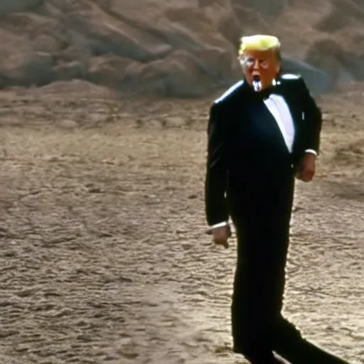 Image similar to Donald Trump as James Bond, action scene, cinematic