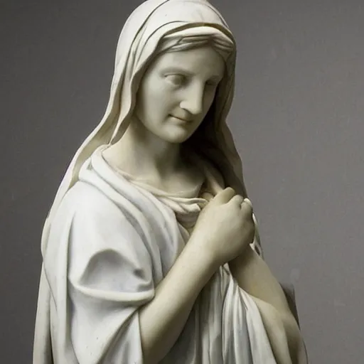 Image similar to a statue of a woman in a white dress, a marble sculpture by luca della robbia, cgsociety, new sculpture, marble sculpture, made of plastic, da vinci