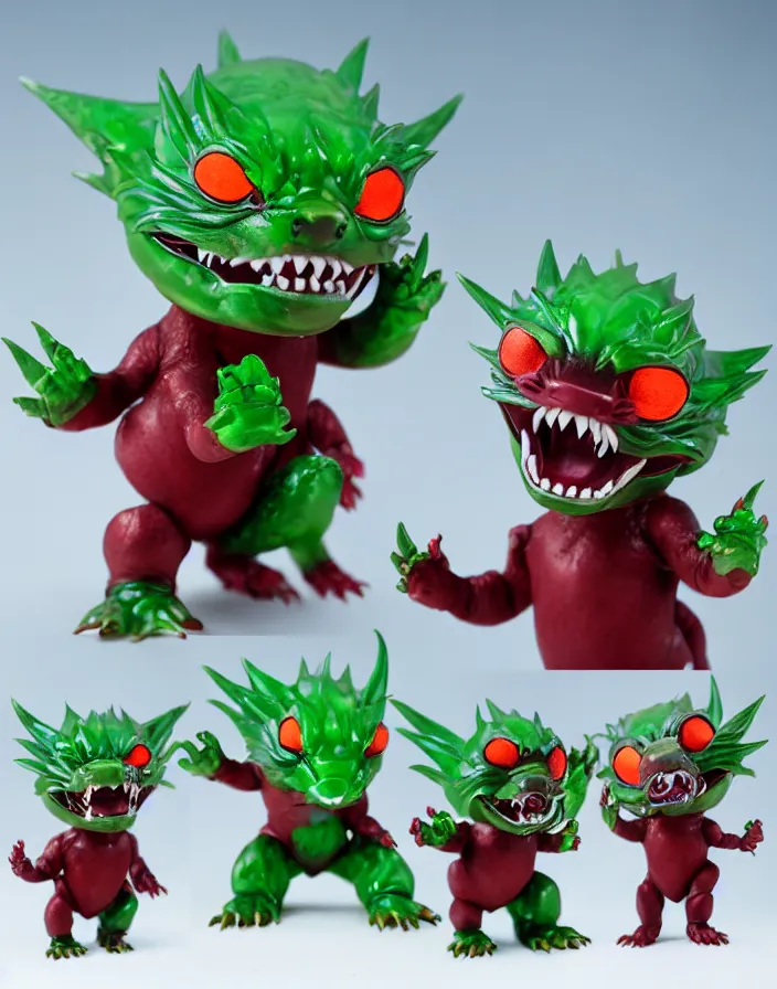 Image similar to small stylized chibi kaiju!!! shiny sofubi!!!! promo shots 4 k photography