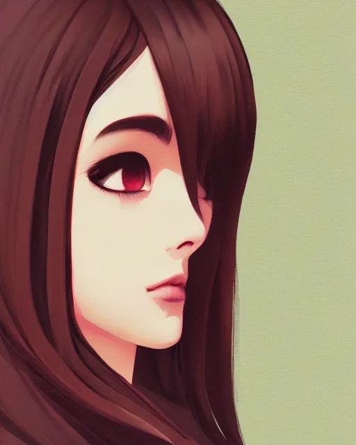 Image similar to a centered portrait of a beautiful nervous girl, in the style of ilya kuvshinov