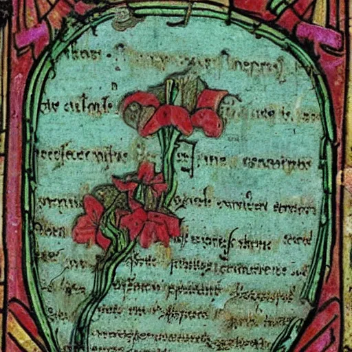 Image similar to botanical vaporwave medieval manuscript gif