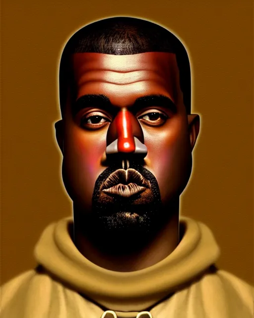 Image similar to medium - shot oil portrait of a clown played by kanye west, artstation, highly detailed digital painting, smooth, global illumination, fantasy art by greg rutkowsky, karl spitzweg, leyendecker