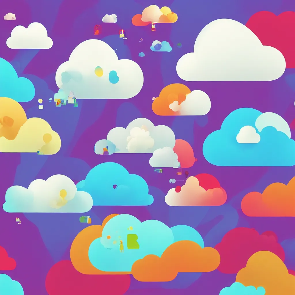 Image similar to a simple micro-service deployed to a public cloud, security, attack vector, trending on Artstation, painting by Jules Julien, Leslie David and Lisa Frank, muted colors with minimalism