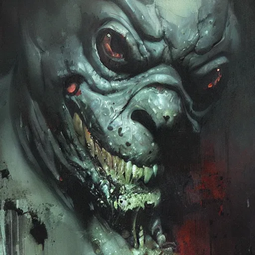 Image similar to killer croc jeremy mann painting