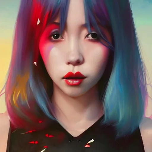 Image similar to a beautiful young japanese billie eilish lucy liu alluring instagram model in elaborate latex bikini tank top, tank top made from latex demon faces, by guweiz and wlop and ilya kuvshinov and artgerm and, aesthetic, gorgeous, stunning, alluring, attractive, artstation, deviantart, pinterest, digital art
