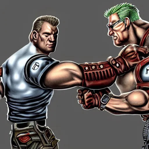 duke nukem and doomguy arm wrestle Stable Diffusion OpenArt