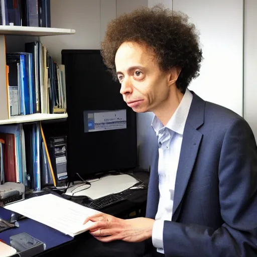 Image similar to malcolm gladwell working in a cubicle