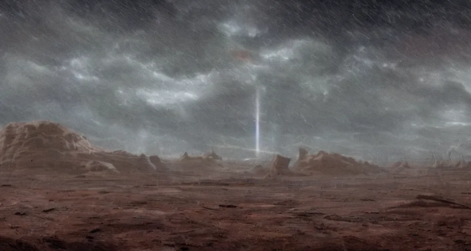 Image similar to 1717188479 A Martian City in the middle of a rainstorm