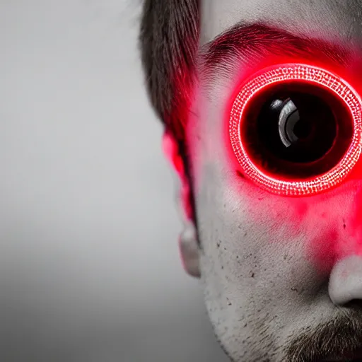 Image similar to a man with red glowing eyes