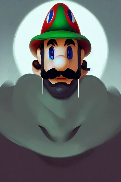 Prompt: a portrait of luigi from mario bros., fantasy, sharp focus, intricate, elegant, digital painting, artstation, matte, highly detailed, concept art, illustration, ambient lighting, art by ilya kuvshinov, artgerm, alphonse mucha, and greg rutkowski