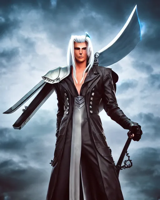 Prompt: an epic comic book style full body portrait painting of Sephiroth , elegant, character design by Mark Ryden and Pixar and Hayao Miyazaki, unreal 5, DAZ, hyperrealistic, octane render, cosplay, RPG portrait, dynamic lighting, intricate detail, summer vibrancy, cinematic