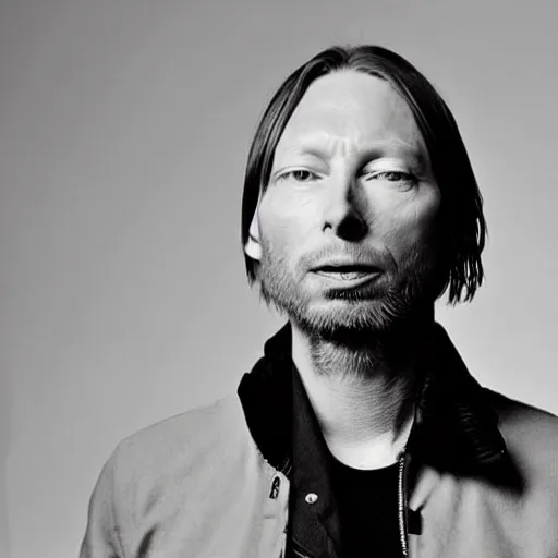Image similar to Thom Radiohead frontman Yorke, singer songwriter