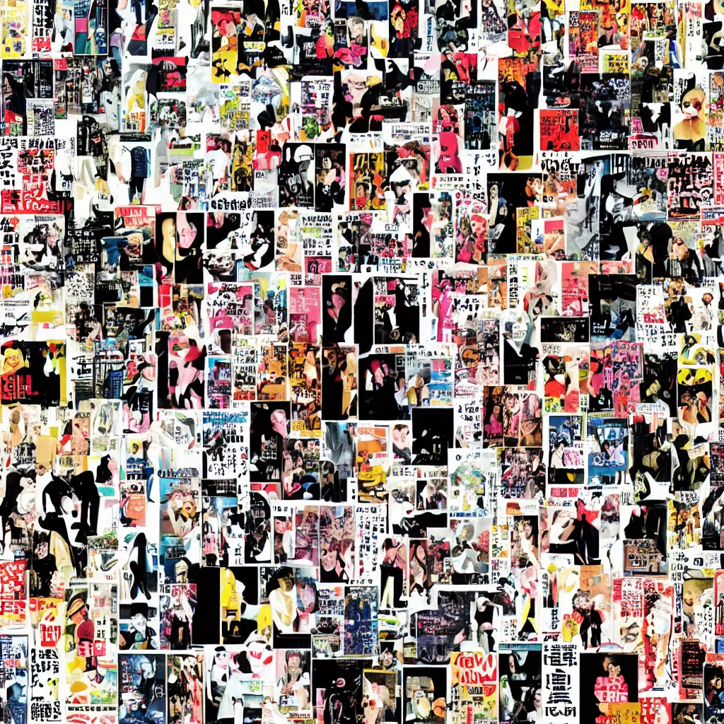 Image similar to collage of japanese magazine cutouts