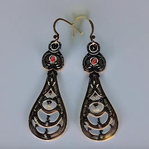 Image similar to big and beautiful detailed artnouveau style earrings sharp focus 8 k