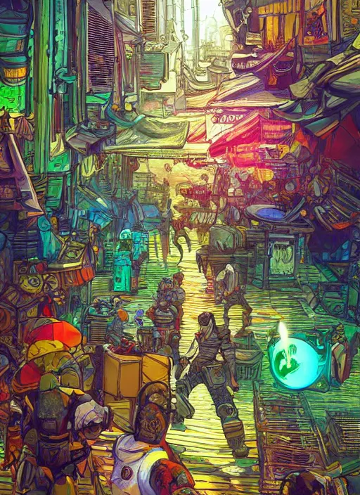 Prompt: bazaar zouk oriantal full color sky shine place mosquet painting digital illustration hdr stylized digital illustration video game icon global illumination ray tracing advanced technology that looks like it is from borderlands and by feng zhu and loish and laurie greasley, victo ngai, andreas rocha, john harris