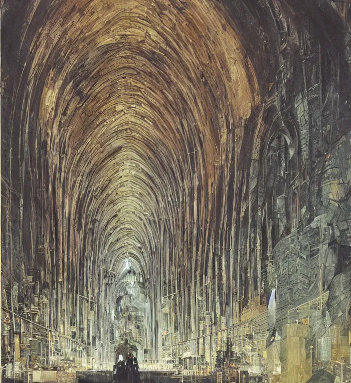 Image similar to underground cathedral, oil painting by katsuhiro otomo