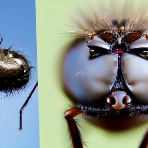 Prompt: a photograph of a fly with the head and face of donald trump