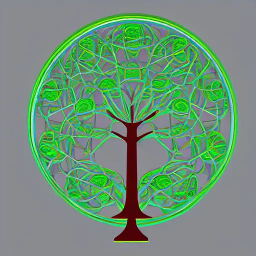 Prompt: 3 d model of sefirotic tree of life kabbalah