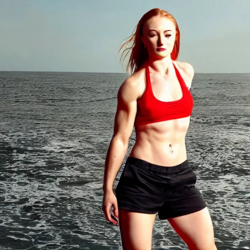 Image similar to muscular sophie turner showing her abs, high resolution, cnn, afp, reuters