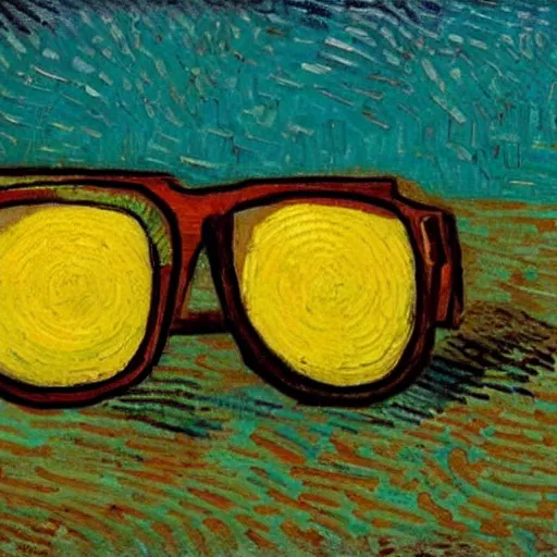 Prompt: a yellow Grapefruit wearing sunglasses and relaxing on the beach, by van gogh