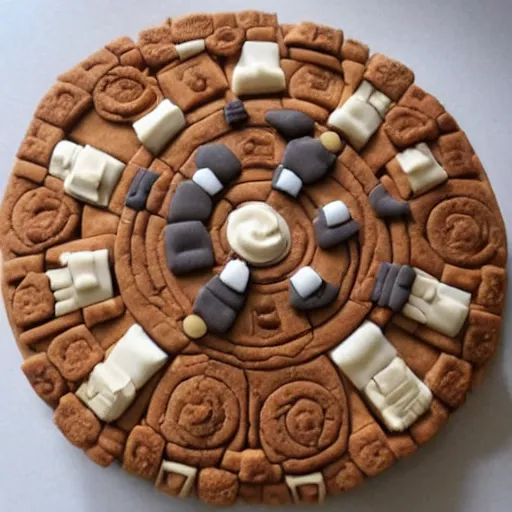 Prompt: Millenium Falcon made of cookies