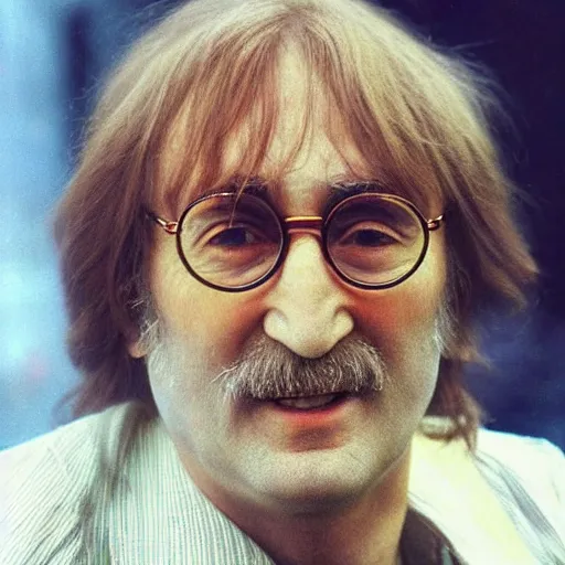 Prompt: A colored colorized real photograph of old John Lennon as an old man in his eighties with short hair in the 2010s, Old John Lennon, taken in the early 2020s, taken on a 2010s Camera, realistic, hyperrealistic, very realistic, very very realistic, highly detailed, very detailed, extremely detailed, detailed, digital art, trending on artstation, headshot and bodyshot, detailed face, very detailed face, very detailed face, real, real world, in real life, realism, HD Quality, 8k resolution, intricate details, colorized photograph, colorized photo, John Lennon as an old man with short hair, old, old man