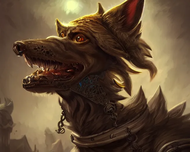 Prompt: attack dog k - 9 unit, deep focus, d & d, fantasy, intricate, elegant, highly detailed, digital painting, artstation, concept art, matte, sharp focus, illustration, hearthstone,