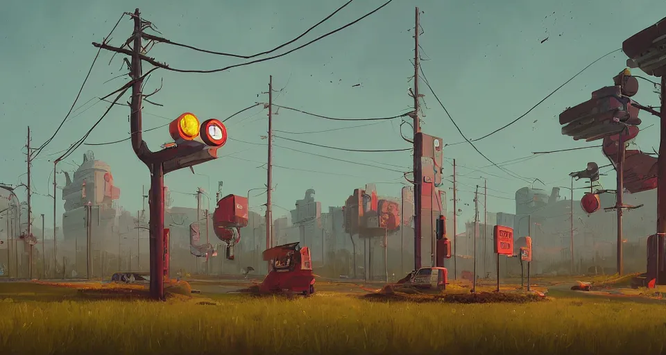 Image similar to A fantastic fores, by simon stalenhag