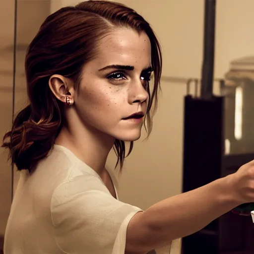 Image similar to Emma Watson opening mail that contains a pipe bomb,hyperrealistic, 8k UHD, studio photography, high quality, high detail, stunning lighting