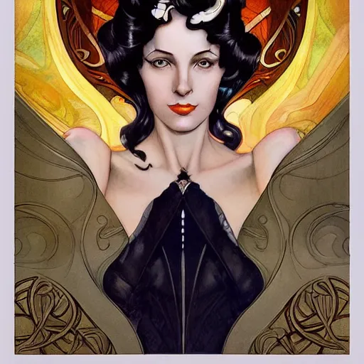 Image similar to an art nouveau, ( streamline moderne ), multi - ethnic and multi - racial portrait in the style of charlie bowater, and in the style of donato giancola, and in the style of charles dulac. large, clear, expressive, intelligent eyes. symmetrical, centered, ultrasharp focus, cinematic lighting, photorealistic digital painting, intricate detailed background.