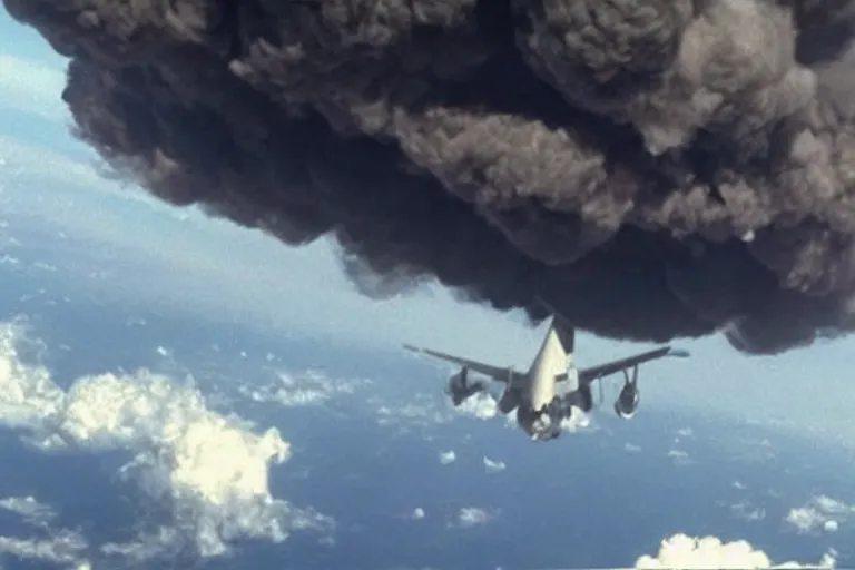 Image similar to gigachad getting nuked by a plane, ac 1 3 0 footage, government released footage