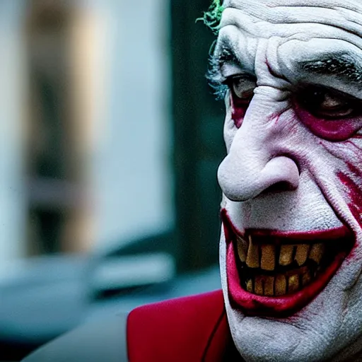 Prompt: film still of Robert Deniro as joker in the new Joker movie