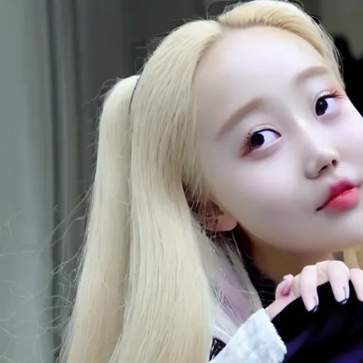 Image similar to jinsoul from LOONA waving at the camera