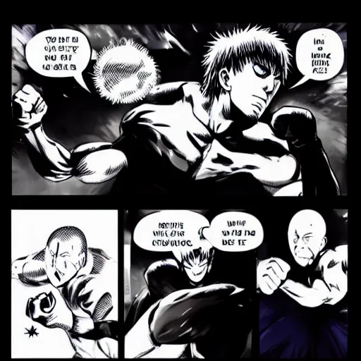 Image similar to Chuck Norris punching One Punch Man in the style of One Punch Man