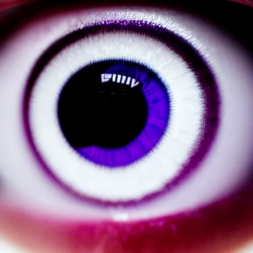 Image similar to close up photo of beautiful purple eye. 8k.