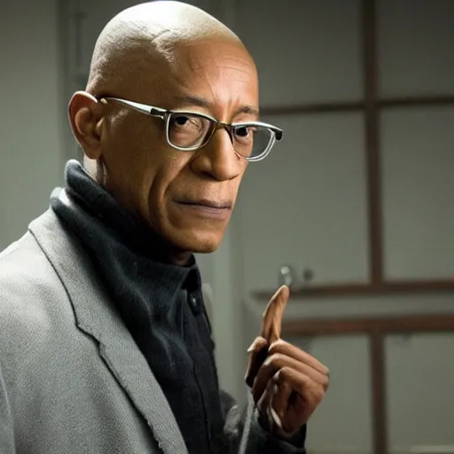 Prompt: movie still of Gus Fring as Professor X in a new X-Men movie
