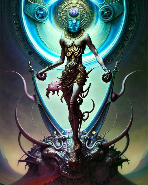 Image similar to the chariot, tarot card, fantasy character portrait made of fractals, ultra realistic, wide angle, intricate details, the fifth element artifacts, highly detailed by peter mohrbacher, hajime sorayama, wayne barlowe, boris vallejo, aaron horkey, gaston bussiere, craig mullins