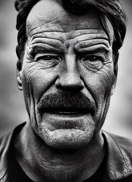 Image similar to photo of Bryan Cranston as Thanos by Eolo Perfido and Lee Jeffries, smile, head shot, detailed, award winning, Sony a7R