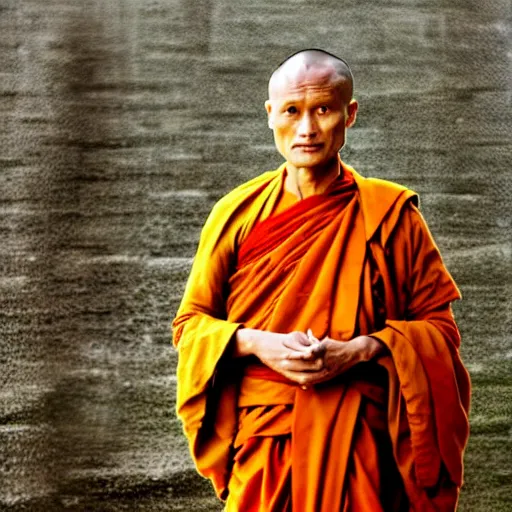 Image similar to viggo mortensen as a burmese buddhist monk