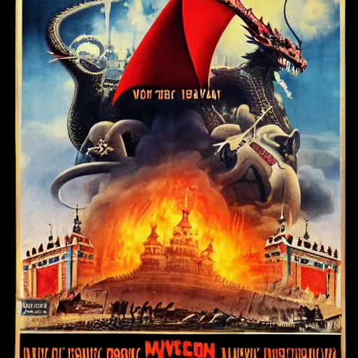 Image similar to poster for movie about Dragon Invasion of Moscow,