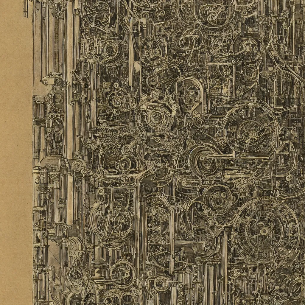 Image similar to close - up on detailed, intricate technical drawings from 1 8 4 0 for a mechanical display attachment to babbage's difference engine, showing a screen playing tetris