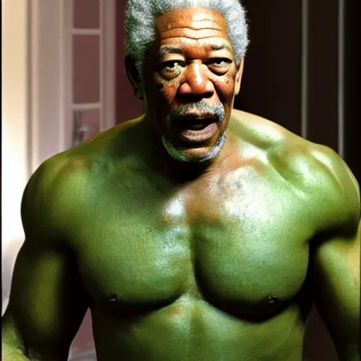 Image similar to Morgan freeman as the hulk