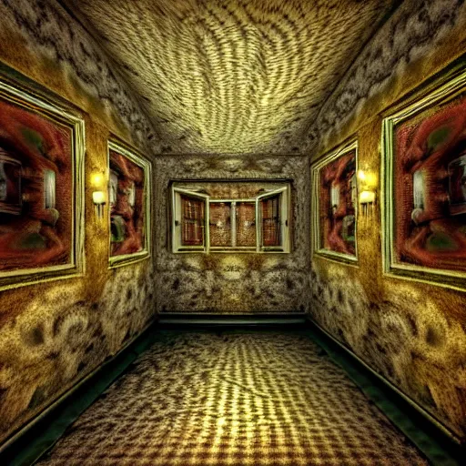 Image similar to hyperrealism photography computer simulation visualisation of parallel dark universe detailed old bath in the detailed ukrainian village garden in dramatic scene from movie the big lebowski ( 1 9 9 8 ) by taras shevchenko and alejandro jodorowsky and andrei tarkovsky rendered in mandelbulb 4 d fractal